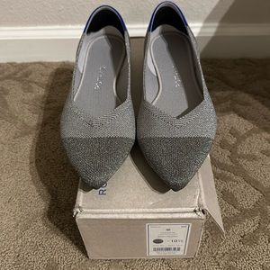 Rothy's The Point Metallic Silver Shoes Sz 10.5